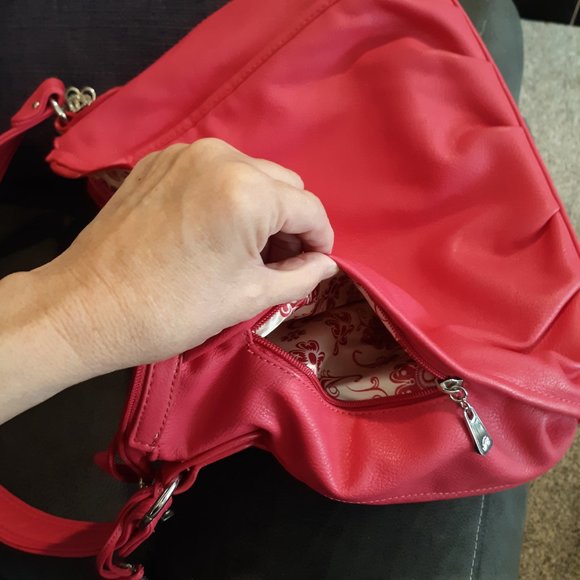 Grace Adelle Shoulder Bag Purse with Clear Make-up Bag & Bag in Barbiecore Pink - Picture 8 of 8